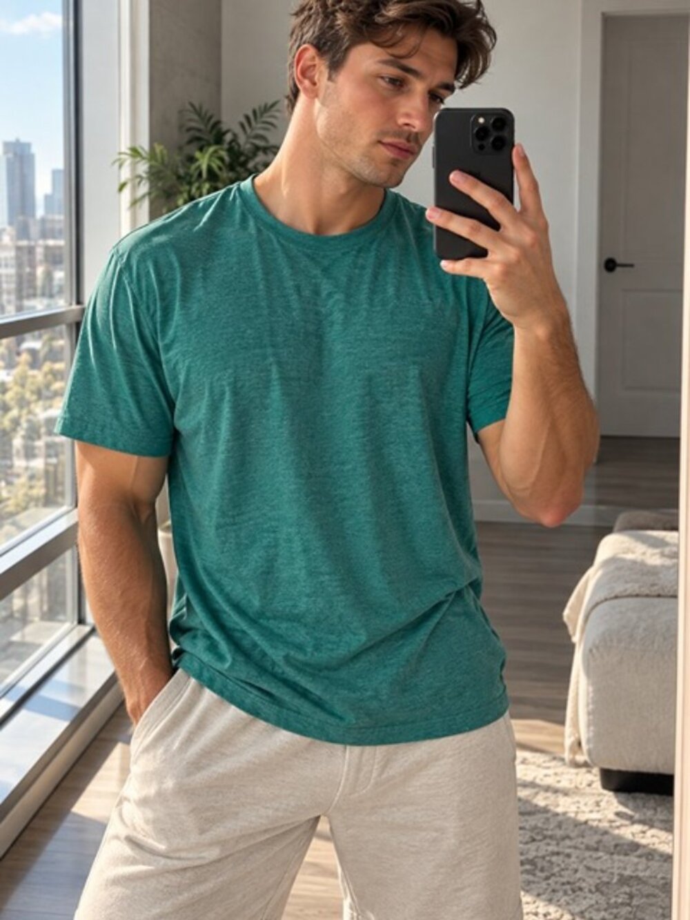 Banana Republic Men's XL Teal Green Soft Wash Cotton Crewneck T-Shirt  Copy